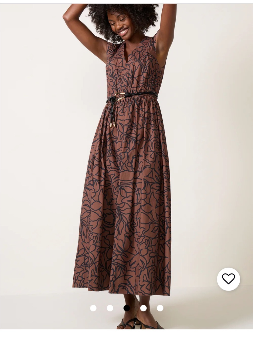 Z Supply Brown Floral-Print Sleeveless Midi Dress